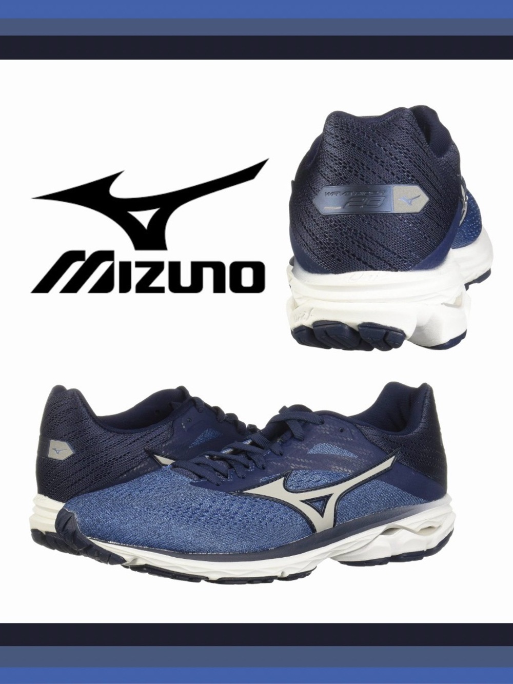Mizuno Wave Runner 23 Sneakers in Navy and White Size 12.5